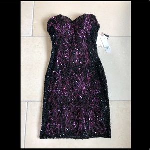 Scala Black and Purple Beaded/Sequin Dress
